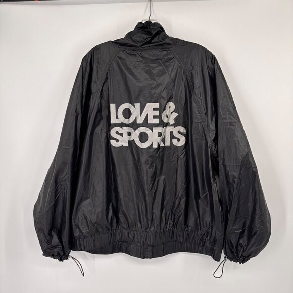 Love & Sports Womens Black track Windbreaker Jacket Size XL Polyester zip - Picture 9 of 9